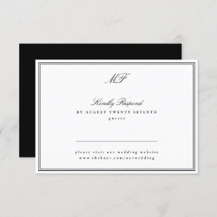 Framed Classic Formal Black Tie Website Monogram RSVP Card