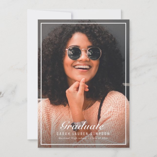 Framed double sided photo graduation party invitation (Front)