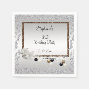 Framed Elegance 21st Birthday Party Napkin