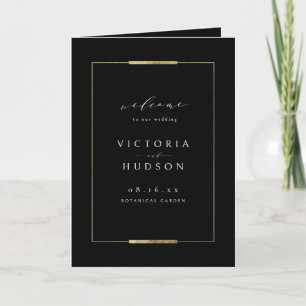 Framed Elegance Black Simple Modern Classy Wedding Program