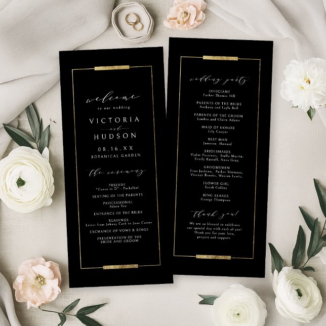 Framed Elegance Black Simple Modern Classy Wedding Program (Framed Elegance Black Simple Modern Classy Wedding Program)