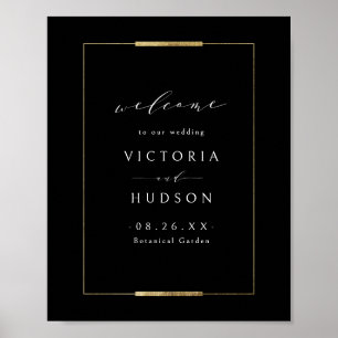 Framed Elegance Black Simple Wedding Welcome Poster
