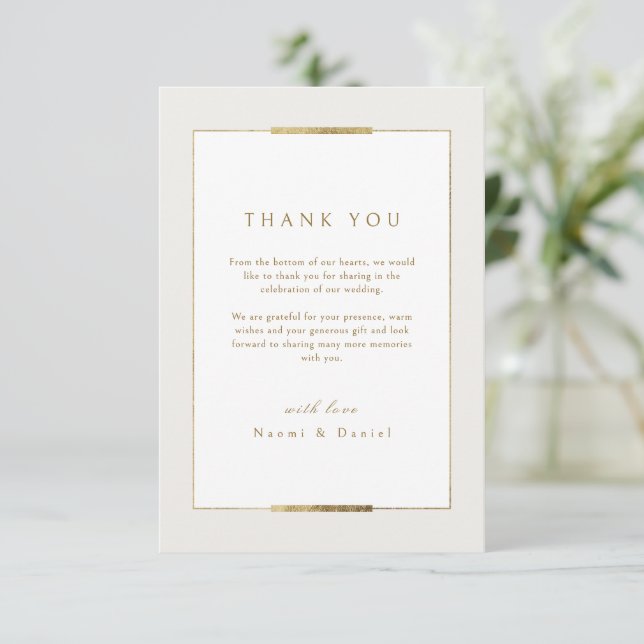 Framed Elegance Simple Modern Classy Wedding Thank You Card (Standing Front)