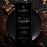 Framed | Elegant Monogram Black Wedding Menu<br><div class="desc">part of a collection</div>