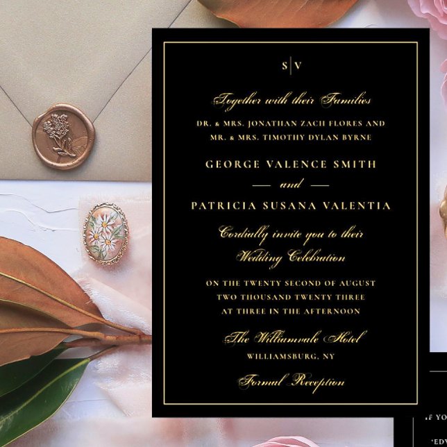 Framed Elegant Monogram Tuxedo Black Wedding (Creator Uploaded)