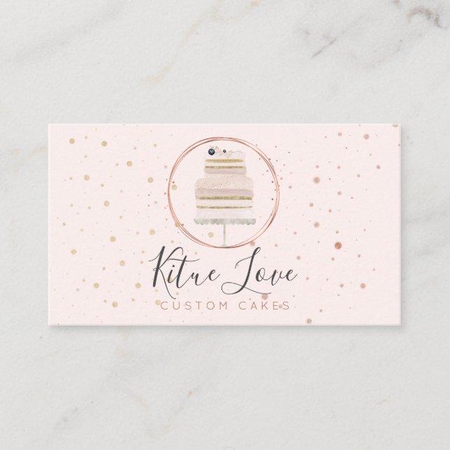 Framed Floral Bakery Cake Business Card (Front)