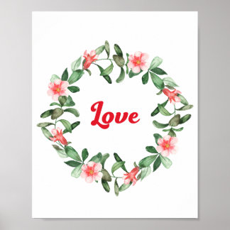 Framed Floral Pomegranate Love Themed Poster