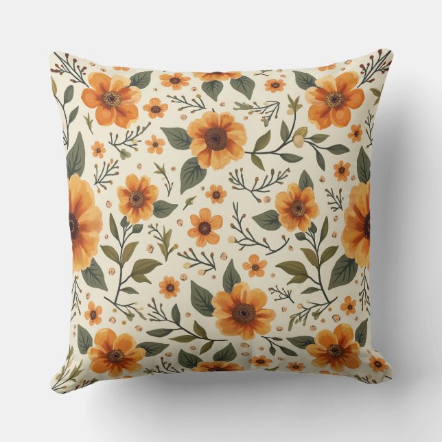 framed flowers throw pillow (Back)