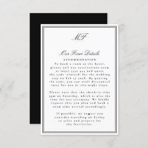 Framed Formal Tuxedo White Wedding Details Info Enclosure Card