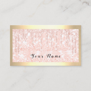 Framed Glitter Drips Makeup Artist Rose Lashes MUA Business Card