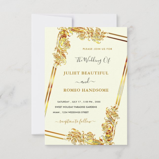 Framed Gold Wedding Invitation Design Your Own (Front)