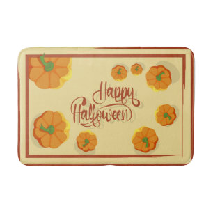Framed greeting card Happy Halloween typography   Bath Mat