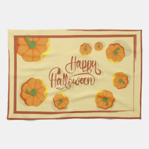 Framed greeting card Happy Halloween typography   Kitchen Towel
