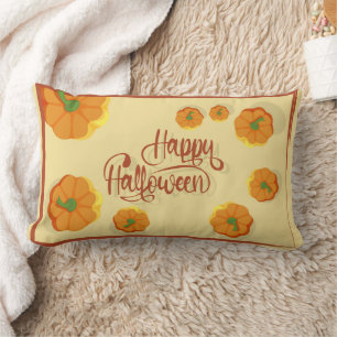 Framed greeting card Happy Halloween typography Lumbar Pillow