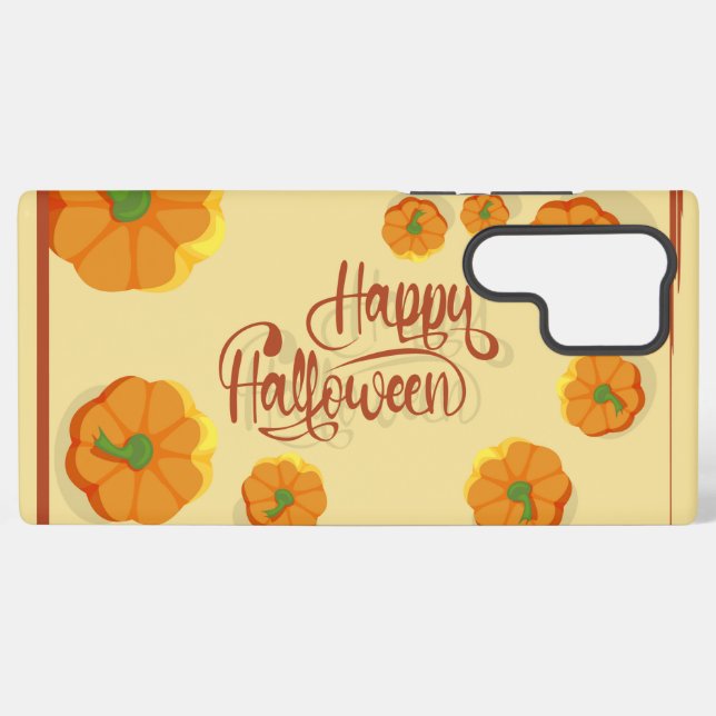Framed greeting card Happy Halloween typography   Samsung Galaxy S22 Ultra Case (Back Horizontal)
