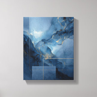 Framed Haze Blue Teal Geometric Abstract Canvas Print