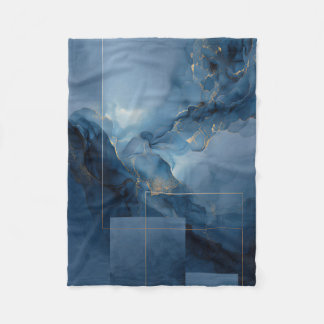 Framed Haze Blue Teal Geometric Abstract Fleece Blanket