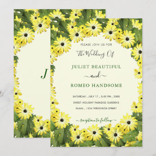 Framed Leaves Flovers Wedding Invitation Example
