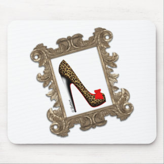 Framed Leopard Stiletto Pump Mouse Pad