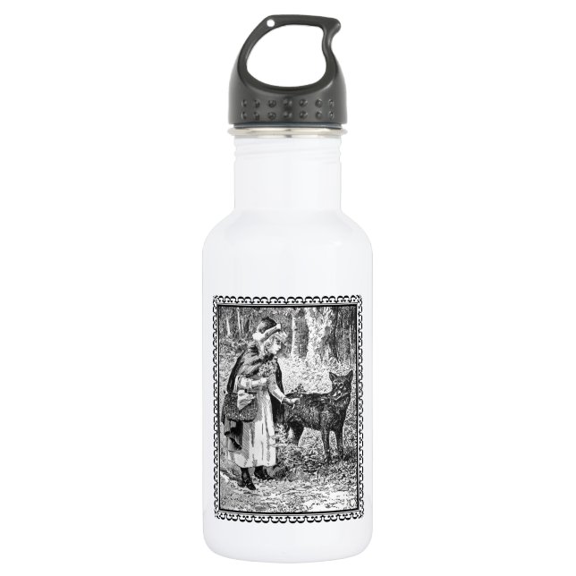 Framed Little Red Riding Hood Wolf in Forest 532 Ml Water Bottle (Front)