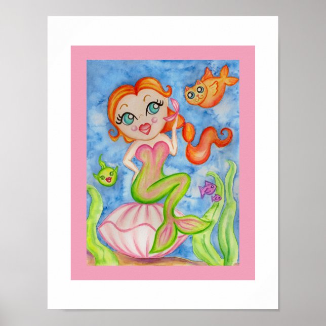 Framed Mermaid Wall Art Print (Front)