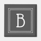 Framed Modern Monogrammed Letter Initial Grey