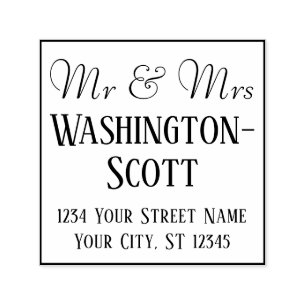 Framed Mr & Mrs 2 Row Longer Names Address #2 Self-inking Stamp