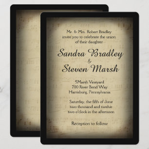 Framed Music Theme Wedding Invitation
