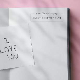 Framed name, From the library of book stamp