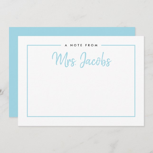 Framed Note Custom Colours Personalized Stationery Holiday Card (Front/Back)