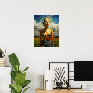 Framed painting of a woman outdoors poster