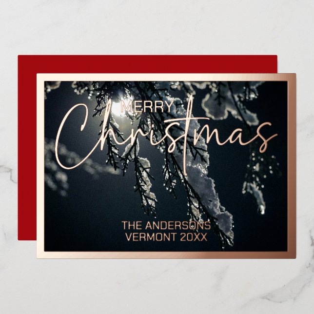 Framed Photo Foil Holiday Card (Front/Back)