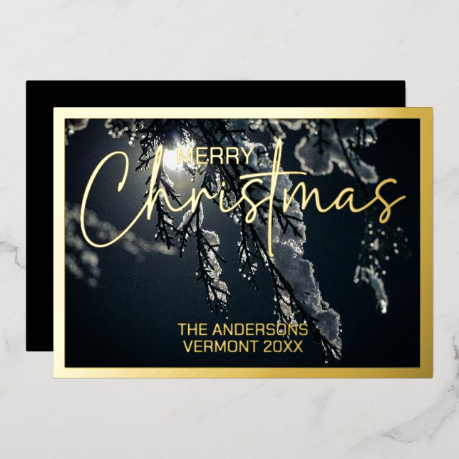 Framed Photo Foil Holiday Card (Front/Back)