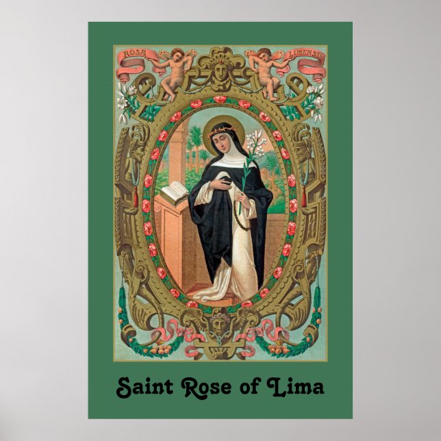 Framed Portrait of St. Rose of Lima (K 48) Poster (Front)