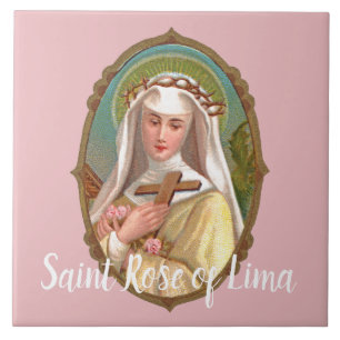 Framed Portrait of St. Rose of Lima (M 024b) Tile