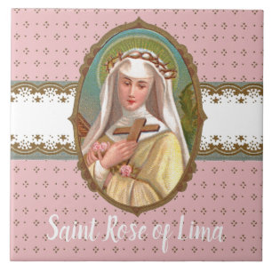 Framed Portrait of St. Rose of Lima (M 024b) Tile