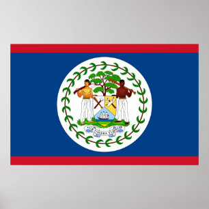 Framed print with Flag of Belize