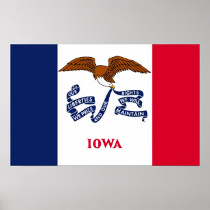 Framed print with Flag of Iowa, U.S.A.