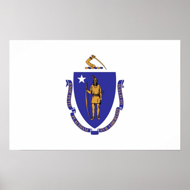 Framed print with Flag of Massachusetts , U.S.A. (Front)