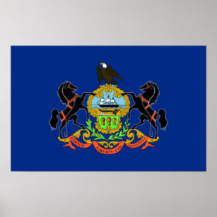 Framed print with Flag of Pennsylvania, U.S.A.