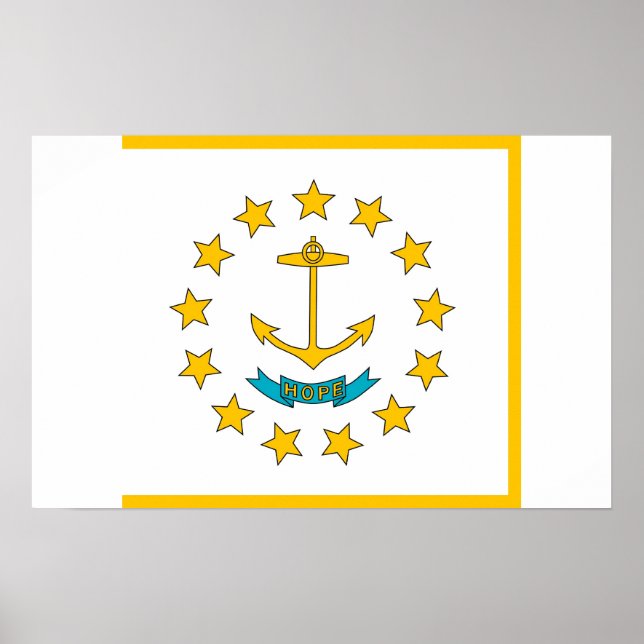 Framed print with Flag of Rhode Island, U.S.A. (Front)