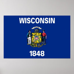 Framed print with Flag of Wisconsin, U.S.A.
