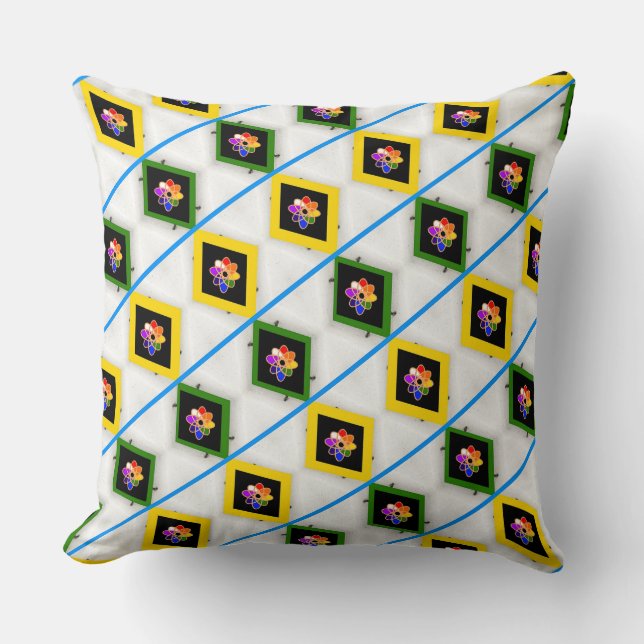 Framed Rainbow Colours  Throw Pillow (Front)