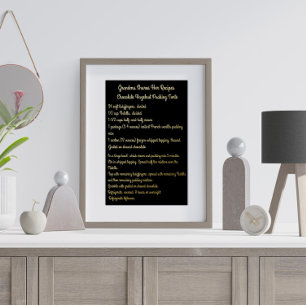 Framed Recipe Card in Black and Gold Foil