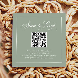 Framed Sage Green Italian Elegance RSVP QR Code Enclosure Card