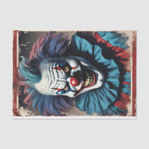 Framed Spooky Horror Halloween Clown Decoupage  Tissue Paper