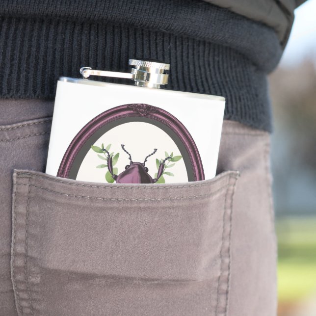 Framed Stag Beetle Hip Flask (In Situ)
