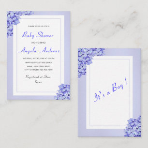 Framed Violet Flower Baby Boy Shower Invitation