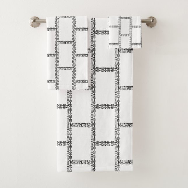 Frames Bricks Pattern Stylish Bath Towel Set (Insitu)