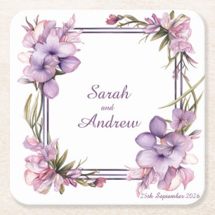 Framing Lilah Flower: Personalized Wedding Coaster